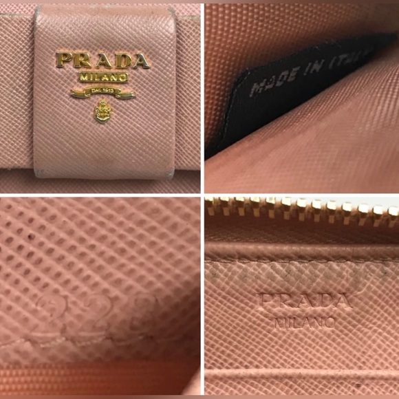 Prada Pink Saffiono Leather Long Wallet Front Bow Ribbon w Authentic Prada Card - Picture 8 of 13